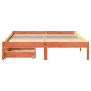 Bed Frame with Drawers Wax Brown 150x200 cm King Size Solid Wood Pine