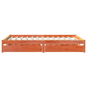 Bed Frame with Drawers Wax Brown 150x200 cm King Size Solid Wood Pine