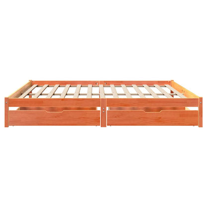 Bed Frame without Mattress Wax Brown 200x200 cm Solid Wood Pine
