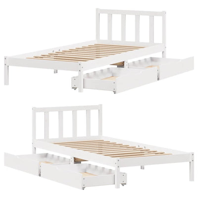 Bed Frame without Mattress White 90x200 cm Solid Wood Pine