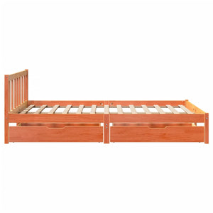 Bed Frame with Drawers Wax Brown 135x190 cm Double Solid Wood Pine