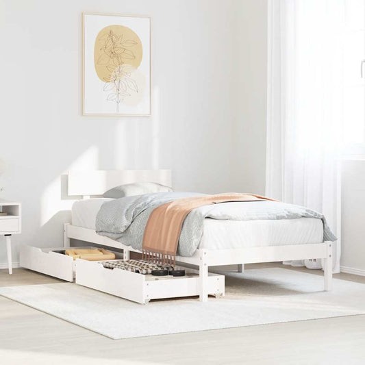 Bed Frame without Mattress White 90x190 cm Single Solid Wood Pine