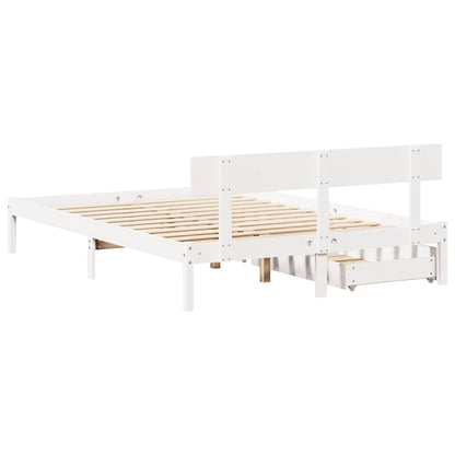 Bed Frame without Mattress White 135x190 cm Double Solid Wood Pine
