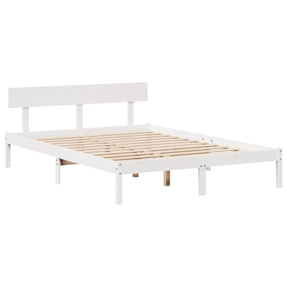 Bed Frame without Mattress White 135x190 cm Double Solid Wood Pine