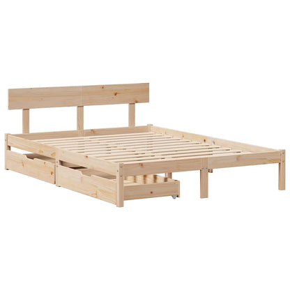 Bed Frame without Mattress 140x190 cm Solid Wood Pine
