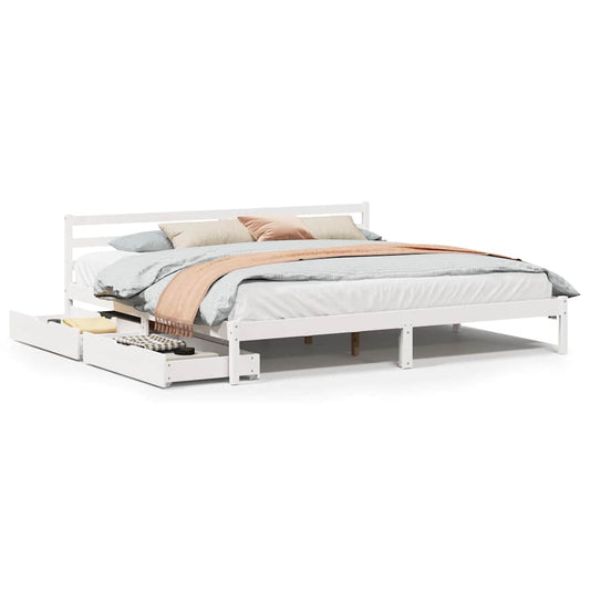 Bed Frame without Mattress White 200x200 cm Solid Wood Pine