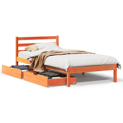 Bed Frame without Mattress Wax Brown 90x190 cm Single Solid Wood Pine