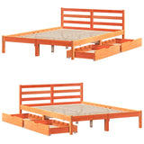 Bed Frame with Drawers Wax Brown 135x190 cm Double Solid Wood Pine