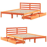 Bed Frame with Drawers Wax Brown 140x200 cm Solid Wood Pine