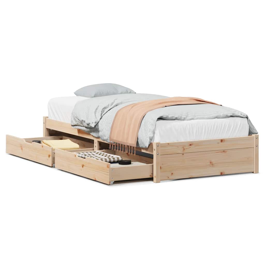 Bed Frame without Mattress 75x190 cm Solid Wood Pine