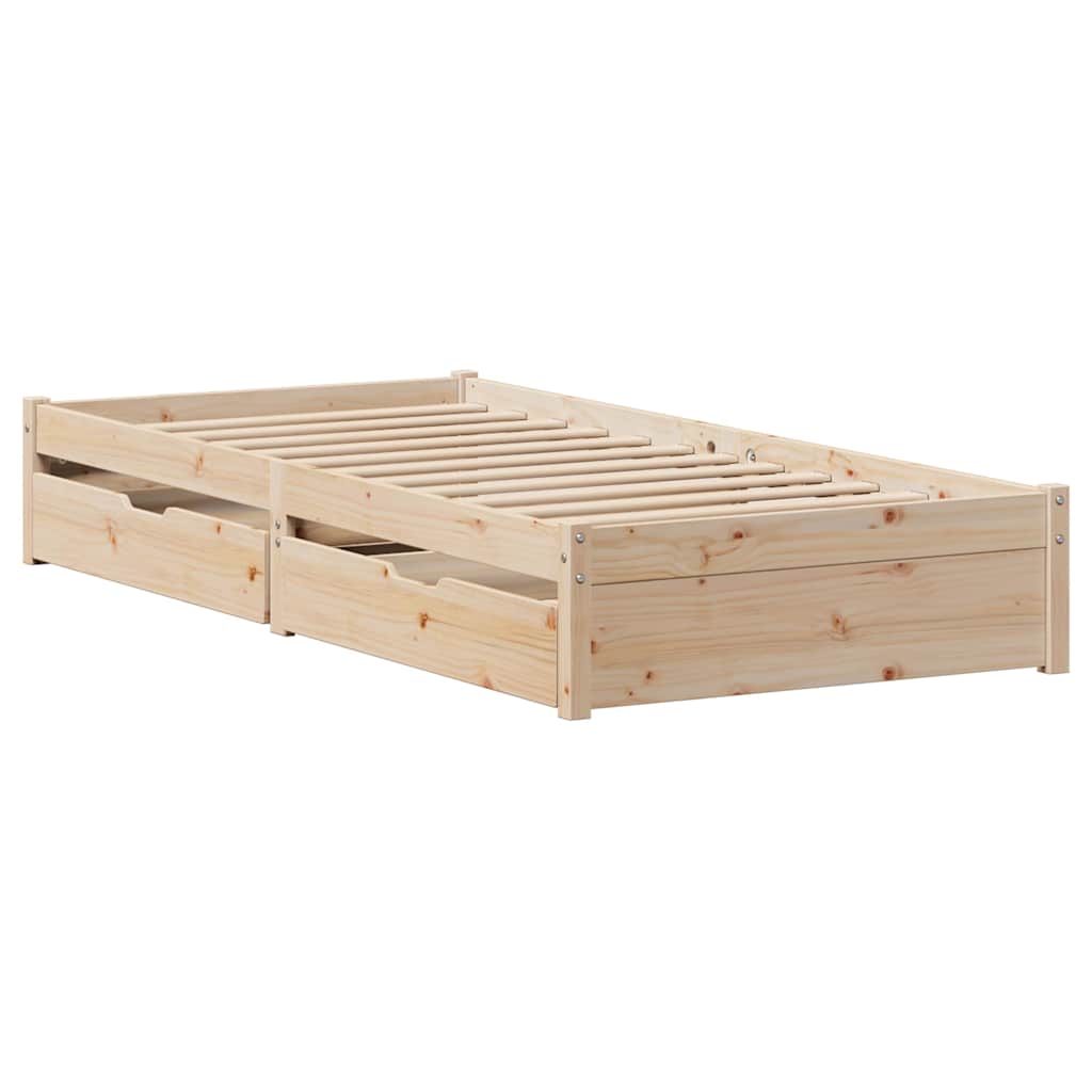 Bed Frame without Mattress 75x190 cm Solid Wood Pine