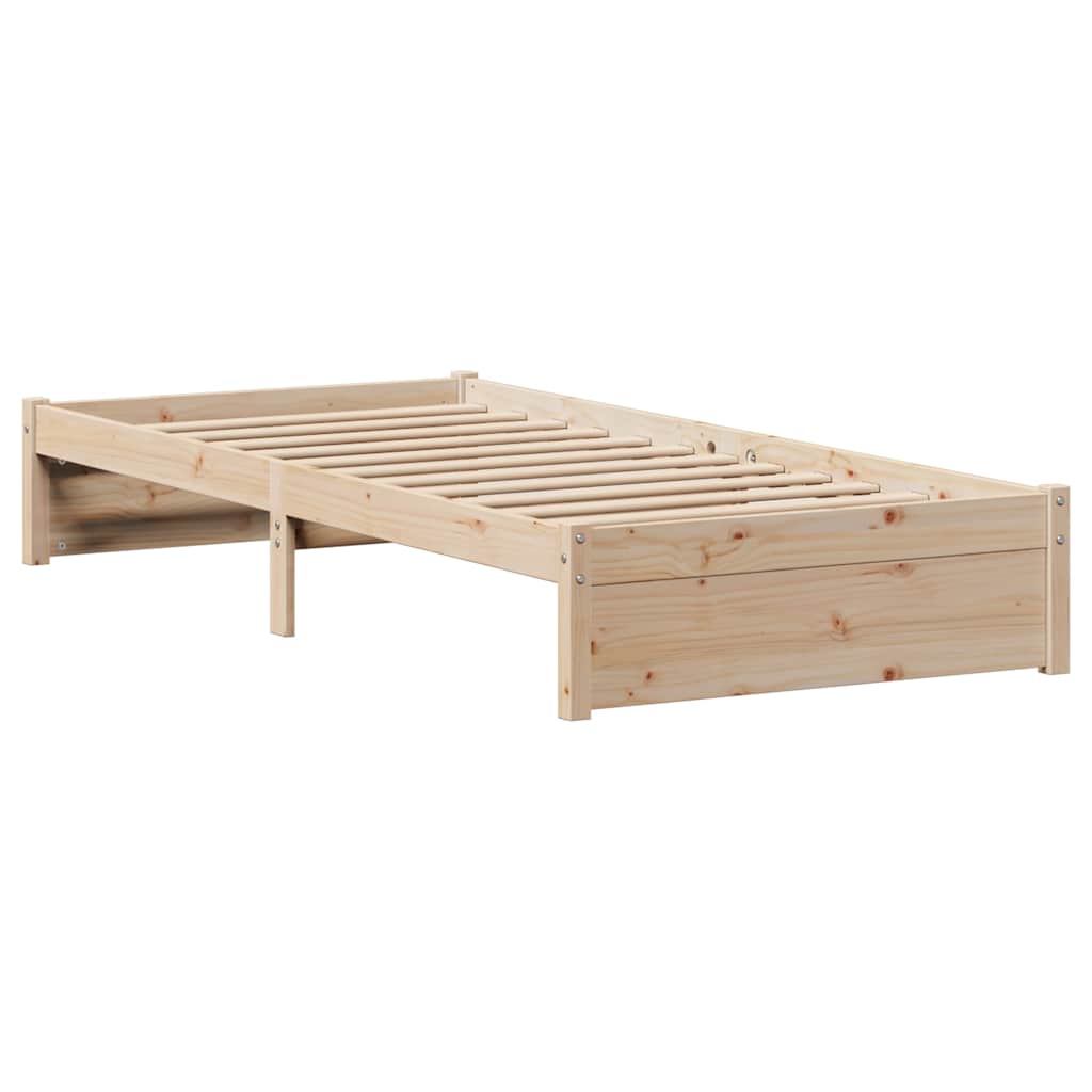Bed Frame without Mattress 75x190 cm Solid Wood Pine