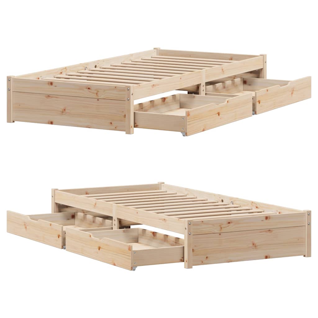 Bed Frame without Mattress 75x190 cm Solid Wood Pine