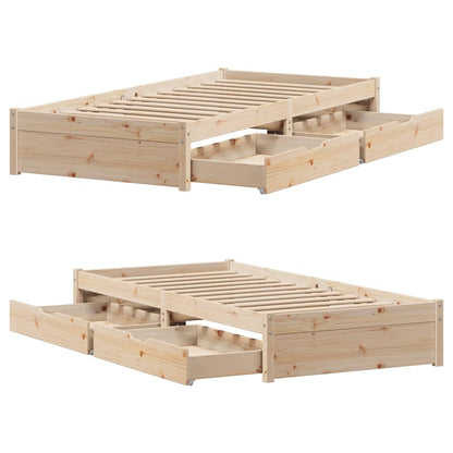 Bed Frame without Mattress 75x190 cm Solid Wood Pine