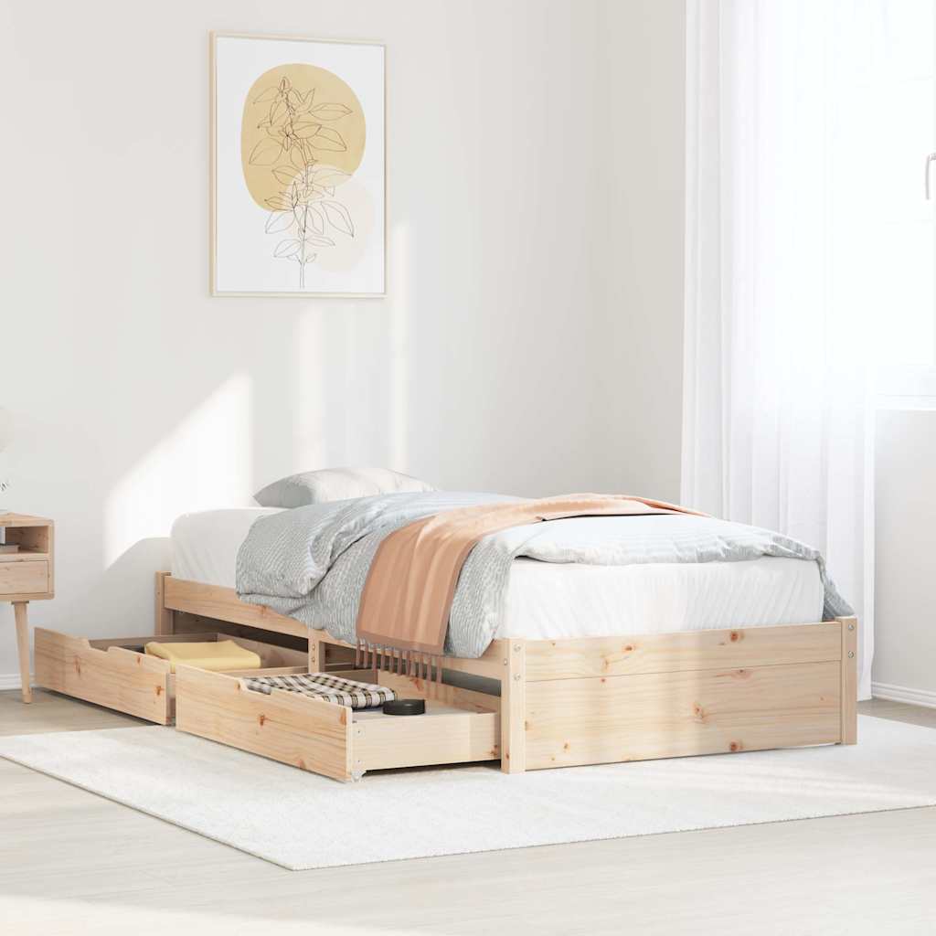 Bed Frame without Mattress 75x190 cm Solid Wood Pine
