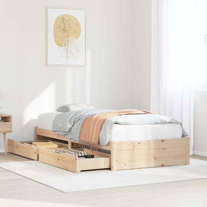 Bed Frame without Mattress 75x190 cm Solid Wood Pine