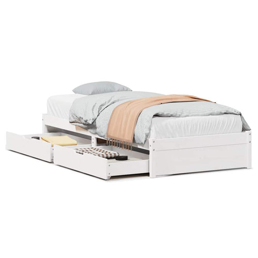 Bed Frame without Mattress White 75x190 cm Solid Wood Pine