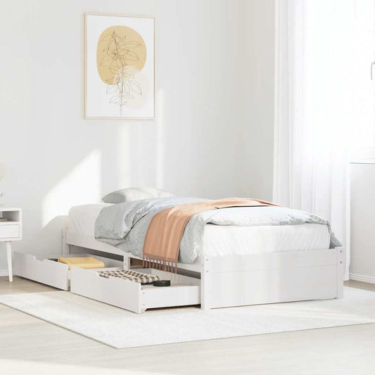 Bed Frame without Mattress White 75x190 cm Solid Wood Pine