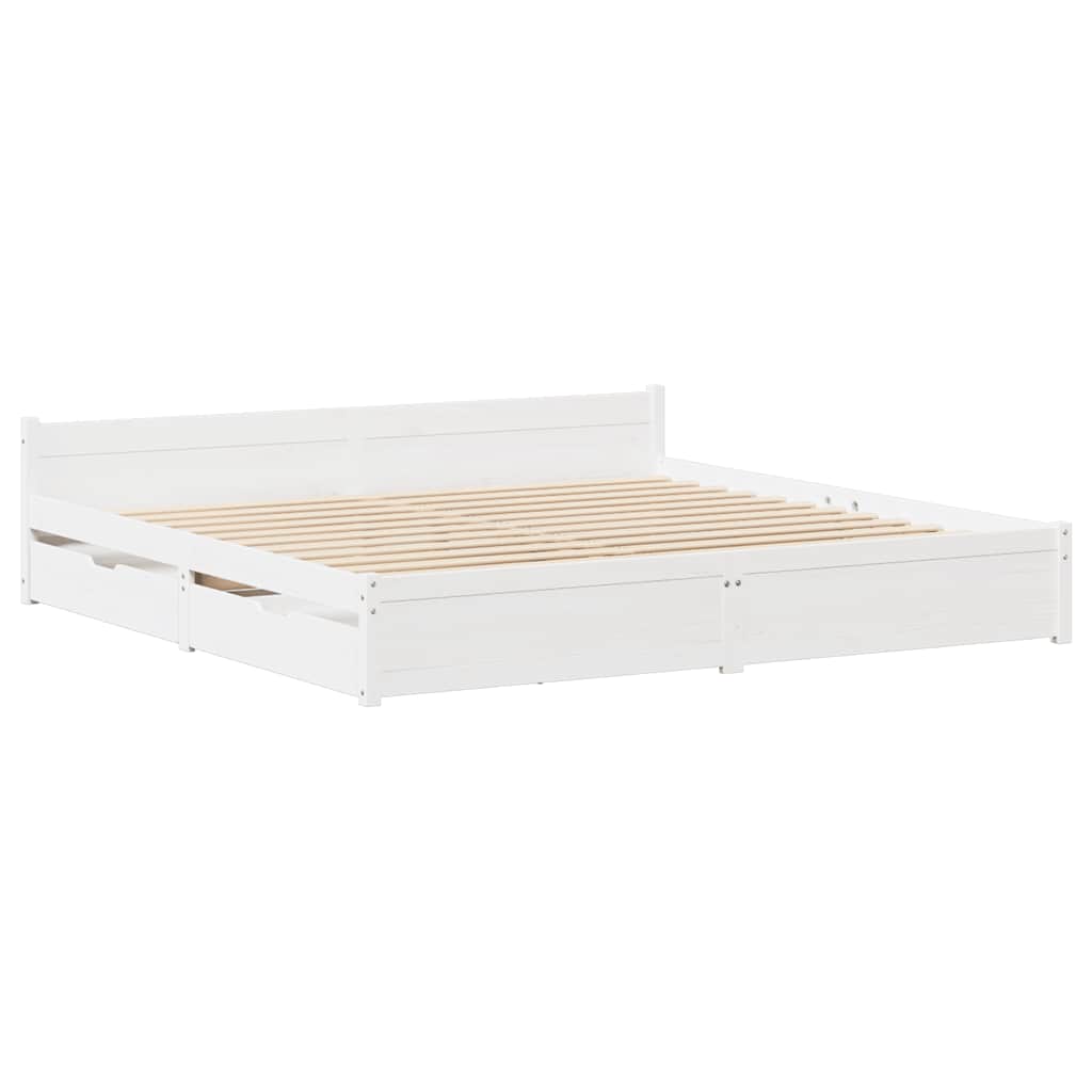 Bed Frame without Mattress White 135x190 cm Double Solid Wood Pine