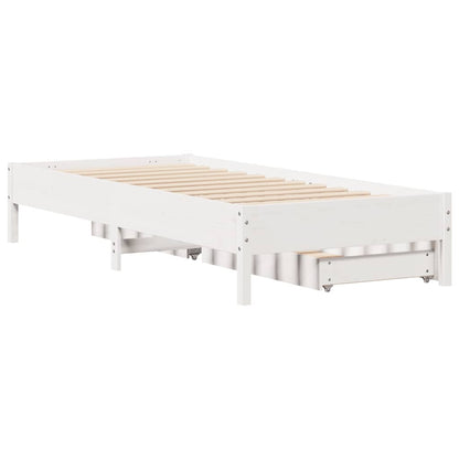 Bed Frame without Mattress White 90x200 cm Solid Wood Pine