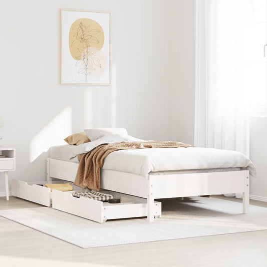 Bed Frame without Mattress White 75x190 cm Small Single Solid Wood Pine