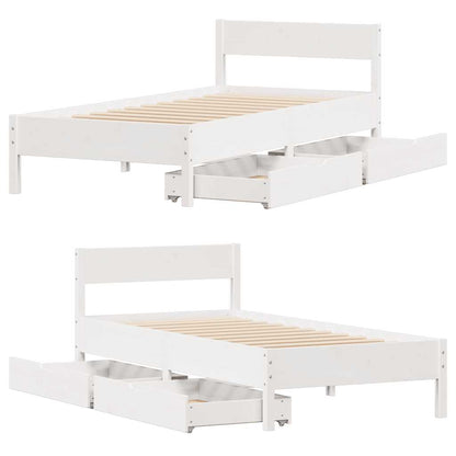 Bed Frame without Mattress White 100x200 cm Solid Wood Pine