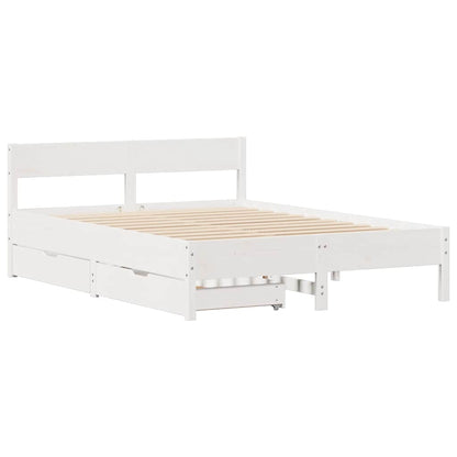 Bed Frame without Mattress White 135x190 cm Double Solid Wood Pine