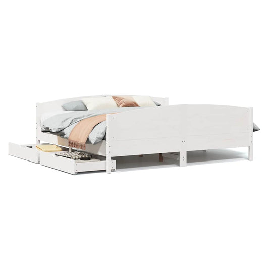 Bed Frame without Mattress White 160x200 cm Solid Wood Pine