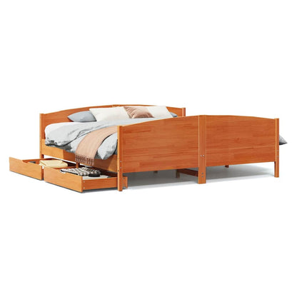 Bed Frame without Mattress Wax Brown 160x200 cm Solid Wood Pine
