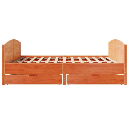 Bed Frame without Mattress Wax Brown 160x200 cm Solid Wood Pine