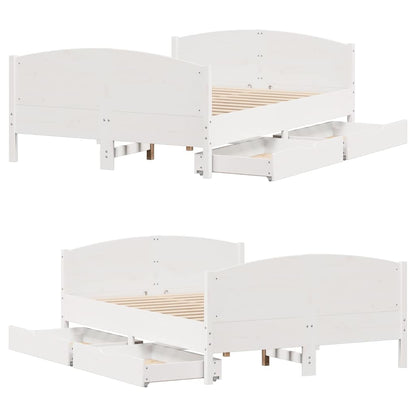 Bed Frame without Mattress White 140x200 cm Solid Wood Pine