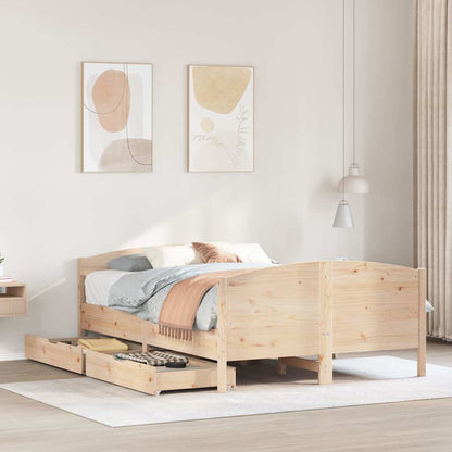 Bed Frame without Mattress 135x190 cm Double Solid Wood Pine