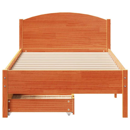 Bed Frame without Mattress Wax Brown 90x190 cm Single Solid Wood Pine