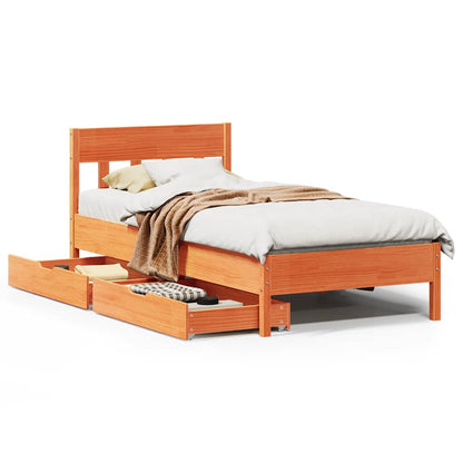 Bed Frame without Mattress Wax Brown 100x200 cm Solid Wood Pine