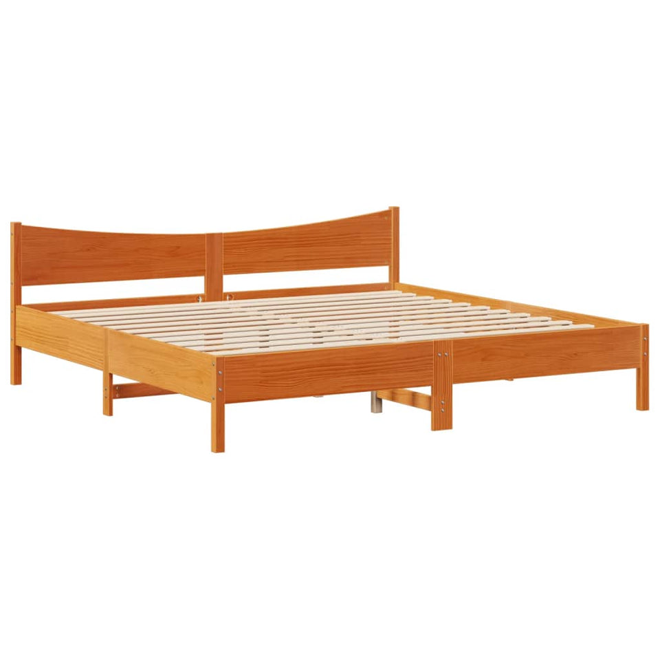 Bed Frame with Drawers Wax Brown 200x200 cm Solid Wood Pine