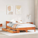 Bed Frame with Drawers Wax Brown 160x200 cm Solid Wood Pine