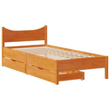 Bed Frame with Drawers Wax Brown 90x200 cm Solid Wood Pine