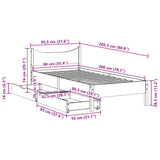 Bed Frame with Drawers Wax Brown 90x200 cm Solid Wood Pine