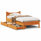 Bed Frame with Drawers Wax Brown 90x200 cm Solid Wood Pine