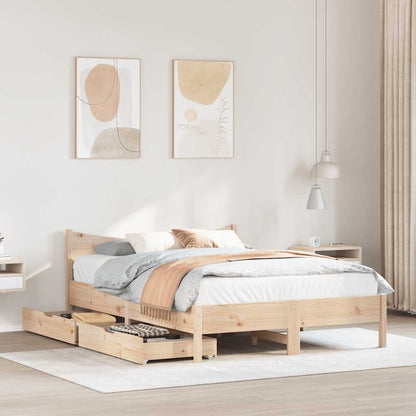 Bed Frame with Drawers 120x190 cm Small Double Solid Wood Pine