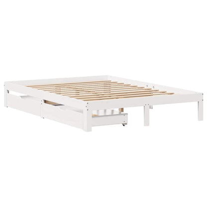 Bed Frame with Drawers without Mattress White 135x190 cm Double
