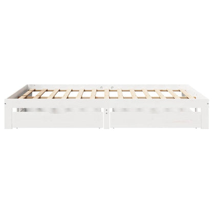 Bed Frame with Drawers without Mattress White 135x190 cm Double