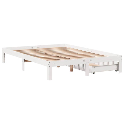 Bed Frame with Drawers without Mattress White 135x190 cm Double