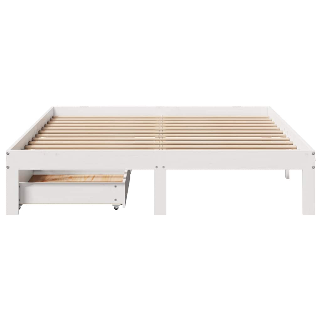 Bed Frame with Drawers without Mattress White 120x200 cm