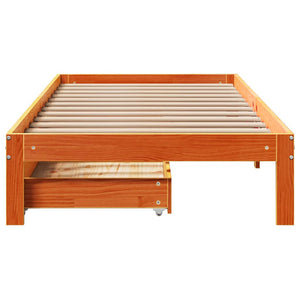 Bed Frame with Drawers without Mattress Wax Brown 75x190 cm Small Single