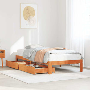 Bed Frame with Drawers without Mattress Wax Brown 75x190 cm Small Single