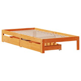 Bed Frame with Drawers without Mattress Wax Brown 90x190 cm Single