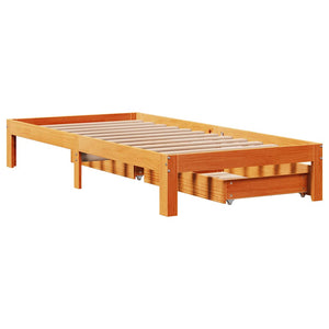 Bed Frame with Drawers without Mattress Wax Brown 90x190 cm Single