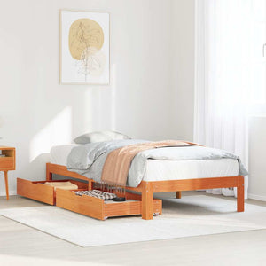 Bed Frame with Drawers without Mattress Wax Brown 90x190 cm Single