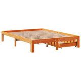 Bed Frame with Drawers Wax Brown 135x190 cm Double Solid Wood Pine